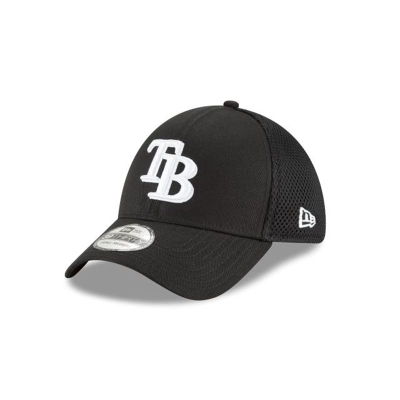 Black Tampa Bay Rays Hat - New Era MLB Neo 39THIRTY Stretch Fit Caps USA2745361